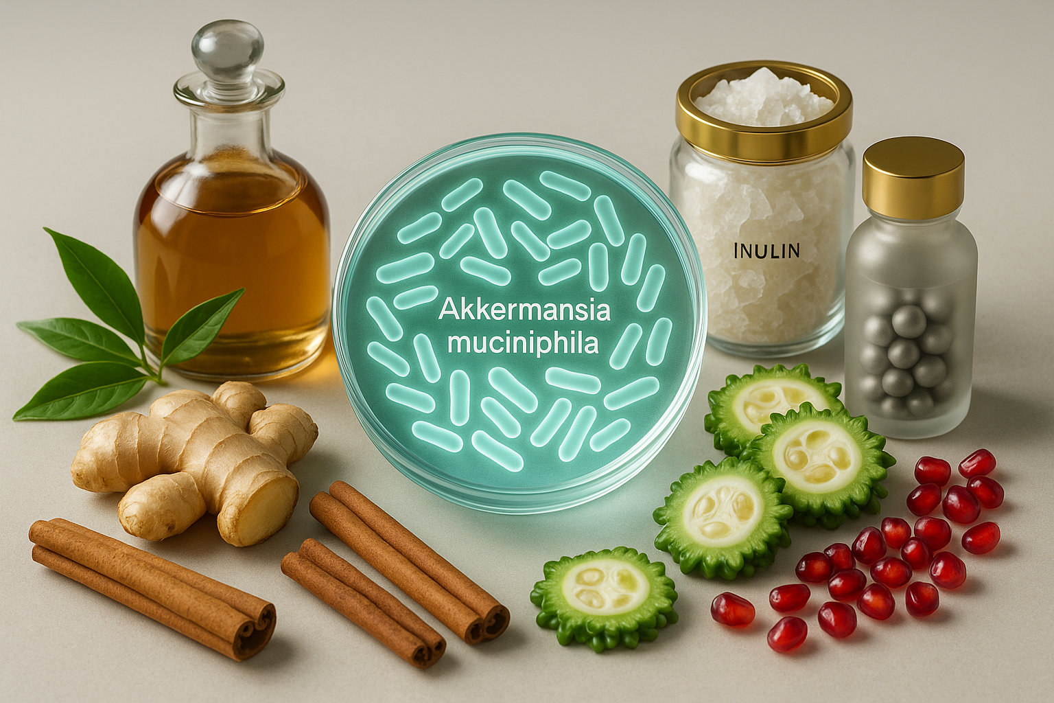 Akkermansia muciniphila (20 Billion TFU) – Clinically-backed postbiotic for gut strength, GLP-1 stimulation, and metabolic balance.Inulin & FOS (Fructooligosaccharides) – Prebiotics that feed good bacteria for smoother digestion and reduced bloating.Chromium – Supports healthy blood sugar levels and helps reduce cravings.Proprietary Botanical Blend – Apple Cider Vinegar, Green Tea, Ginger, Cinnamon, Bitter Melon, Pomegranate & more — synergistic extracts to boost energy, appetite control, and gut health.